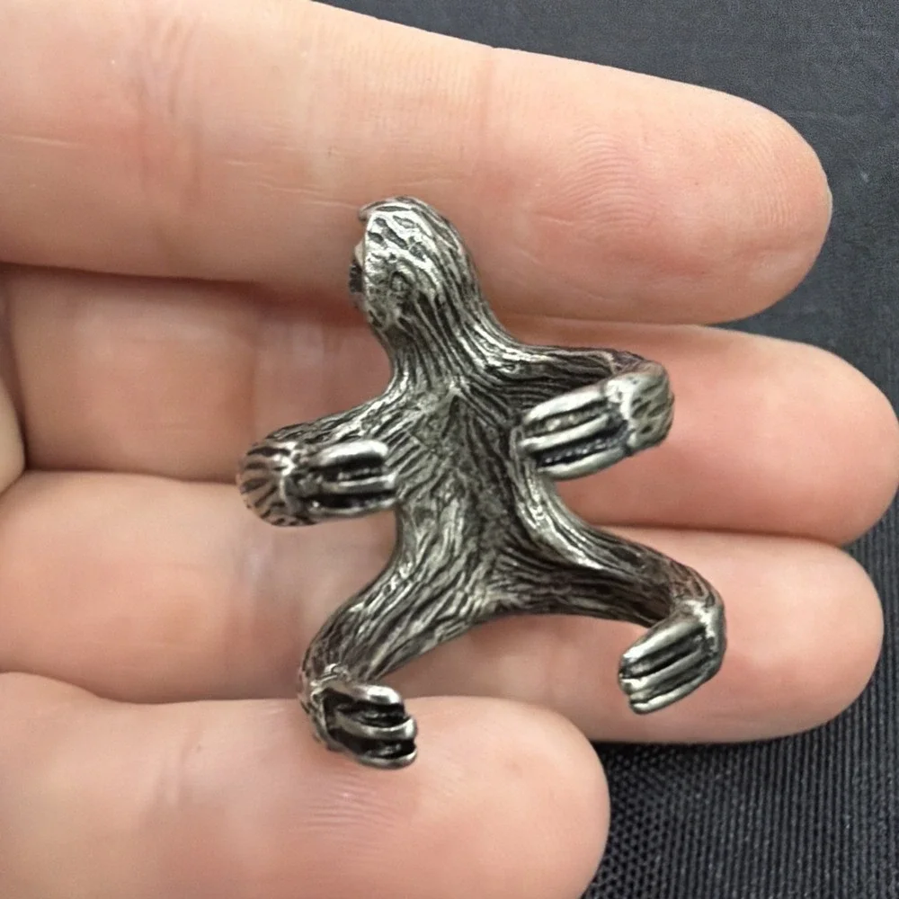 Adorable Sloth Pocket Charm Or Ring, Silvertone